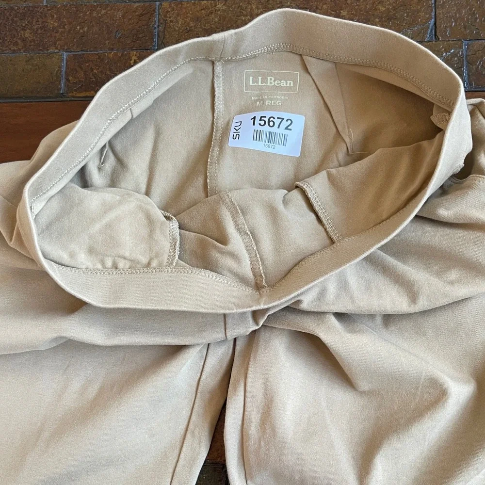 LL Bean Perfect Fit Pants Womens Medium Regular Khaki Tan Cotton Stretch 287678 - Picture 9 of 12